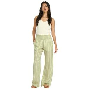 Billabong Light Green Striped Wide Leg Pants
